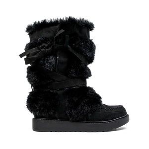 COOLWAY Black Faux Fur Winter Snow Boots Size 40
